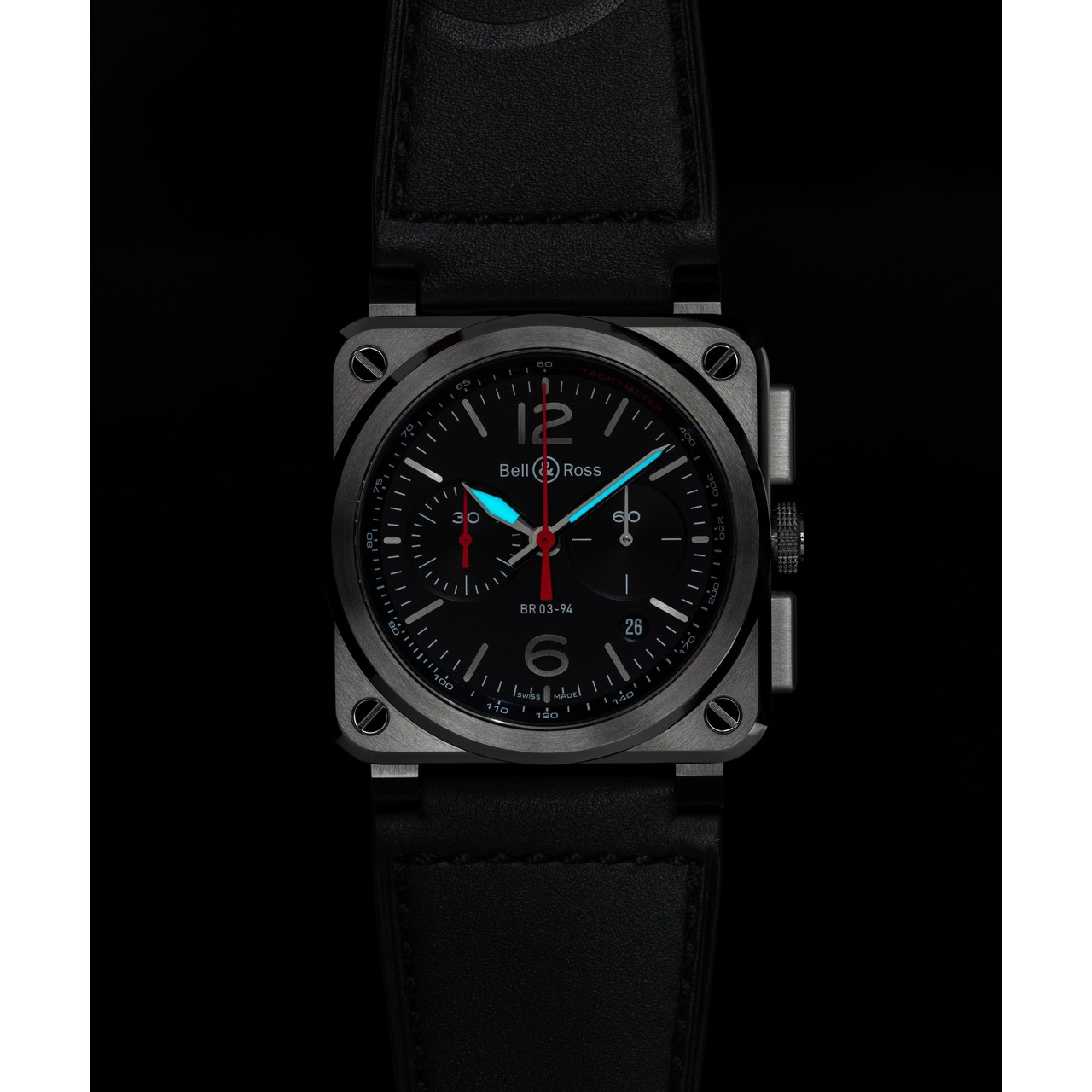 Bell & Ross BR-03 クロノ ブラック スチール BR0394-BLC-ST/SCA
