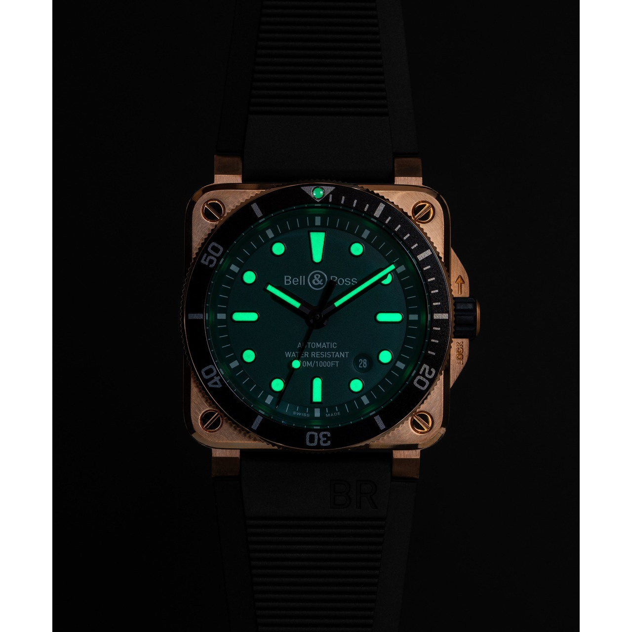 Bell & Ross BR-03 ダイバー ブラック&グリーン ブロンズ BR0392-D-LT-BR/SRB
