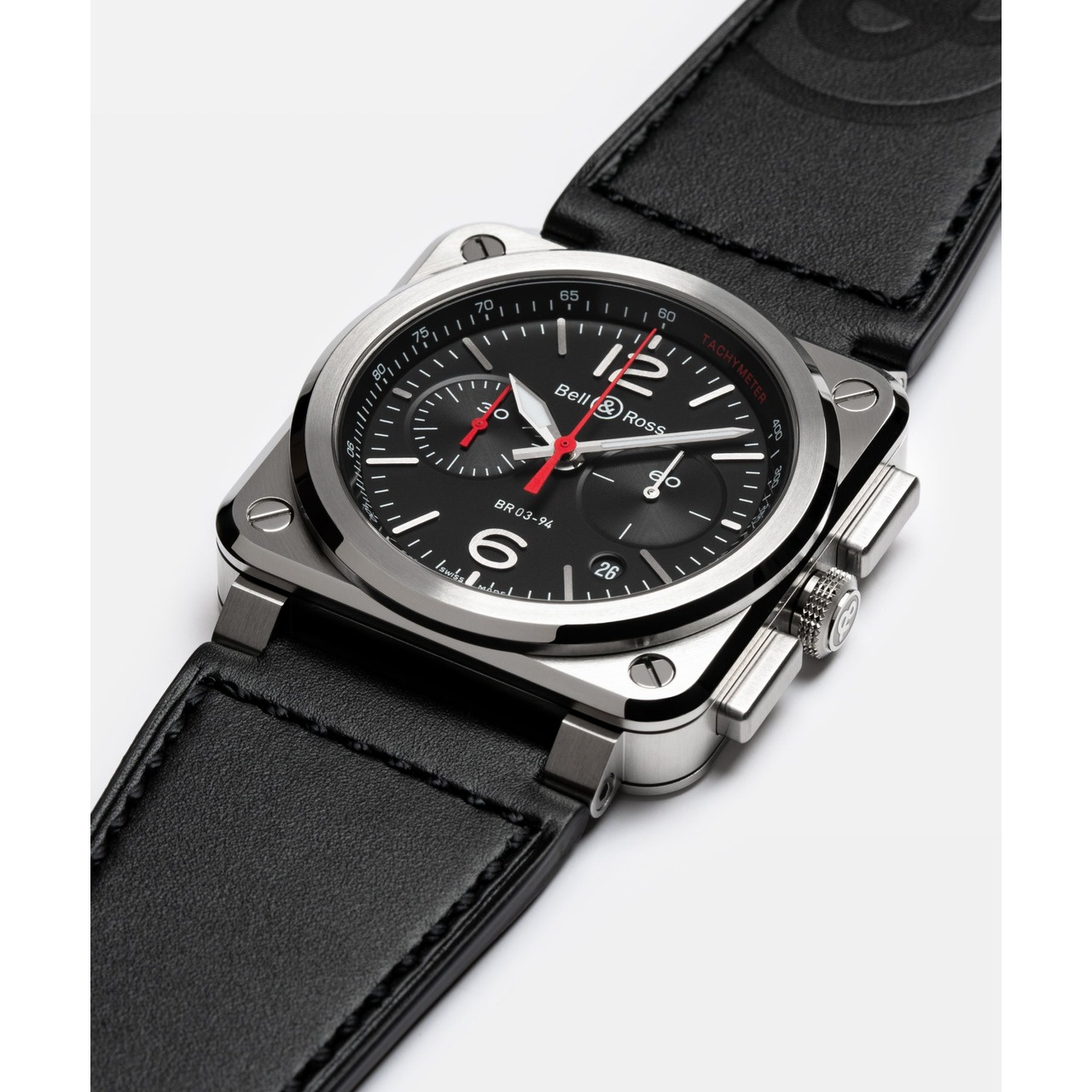Bell & Ross BR-03 クロノ ブラック スチール BR0394-BLC-ST/SCA