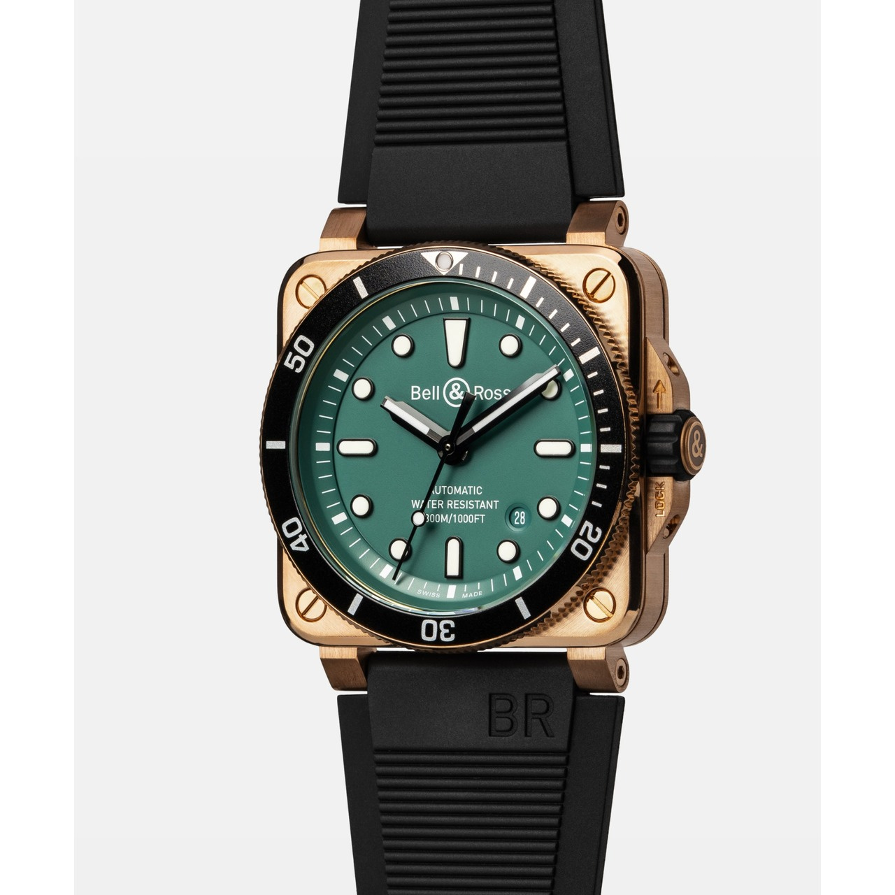 Bell & Ross BR-03 ダイバー ブラック&グリーン ブロンズ BR0392-D-LT-BR/SRB