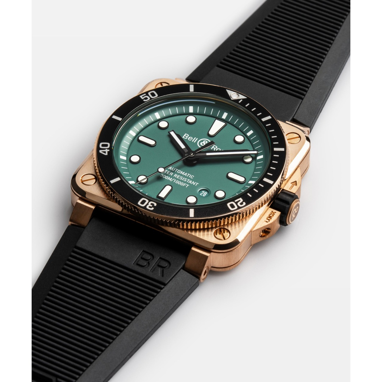 Bell & Ross BR-03 ダイバー ブラック&グリーン ブロンズ BR0392-D-LT-BR/SRB