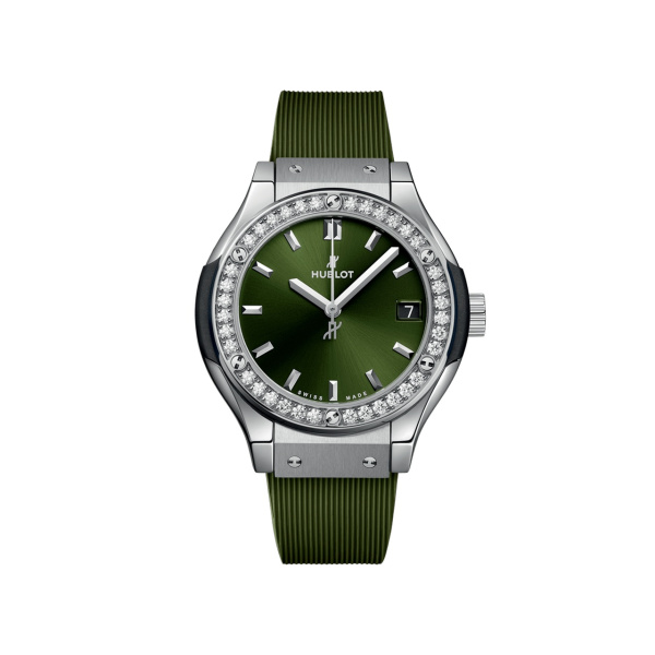 HUBLOT クラシック・フュージョン チタニウム グリーン ダイヤモンド 33mm 581.NX.8970.RX.1104