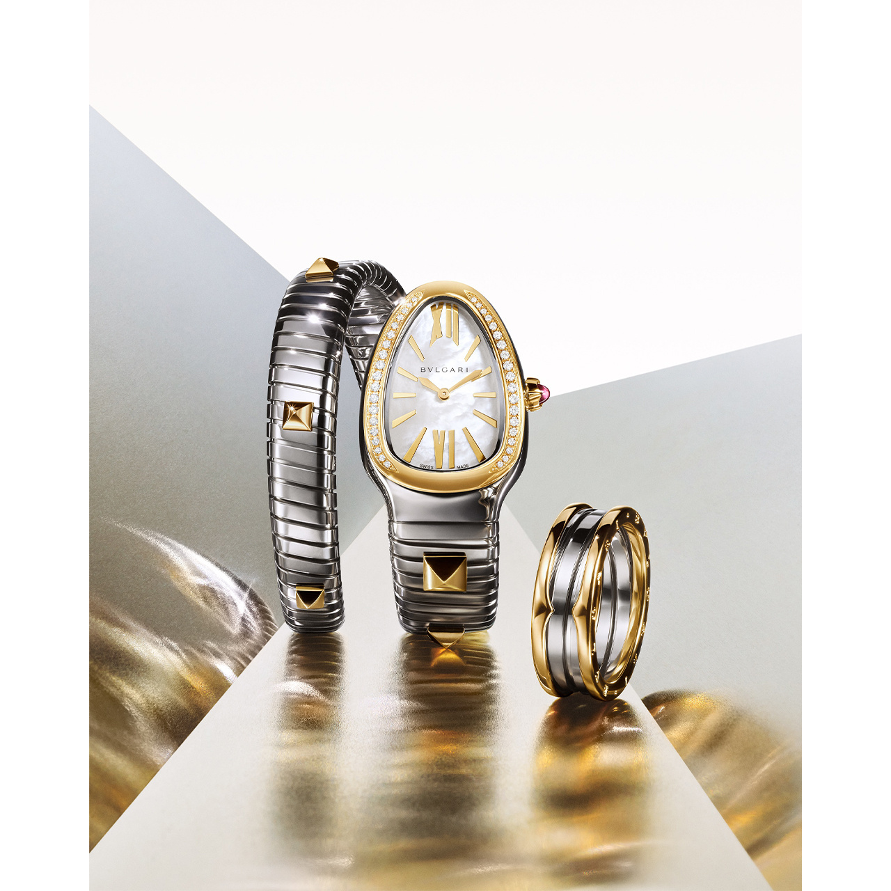 BVLGARI セルペンティ トゥボガス ゴールド＆スティール ウォッチ 104301
