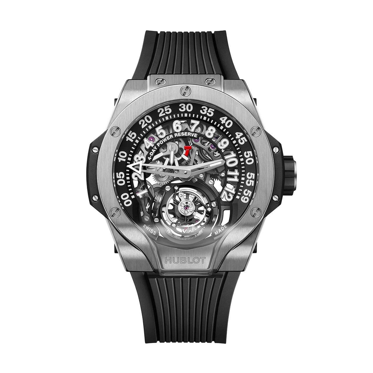 HUBLOT MP-13 トゥールビヨン バイ-アクシス レトログラード チタニウム 913.NX.1170.RX