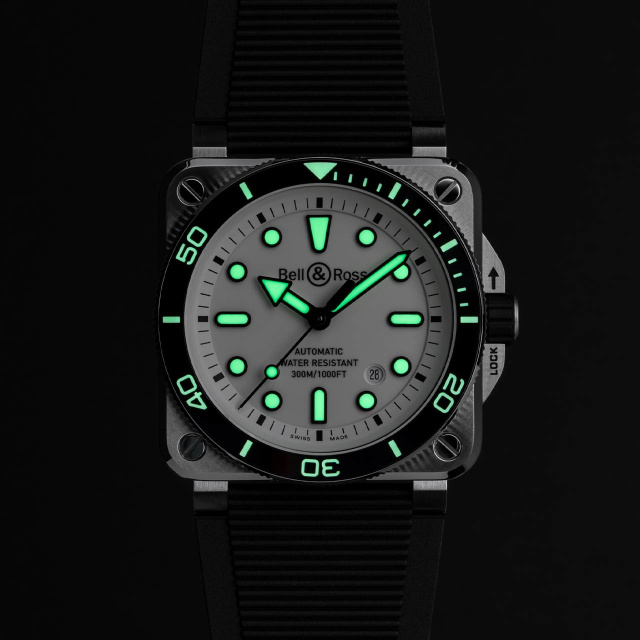 Bell & Ross BR 03 ダイバー ホワイト スチール BR03A-D-WH-ST/SRB