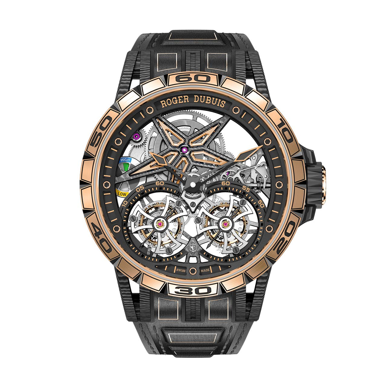エクスカリバー スパイダー カーボン＆ゴールド ダブルフライング トゥールビヨン RDDBEX0674｜ROGER DUBUIS -  ロジェ・デュブイ｜ウォッチ｜神戸三宮 正規時計宝飾店カミネ｜神戸三宮 正規時計宝飾店カミネ