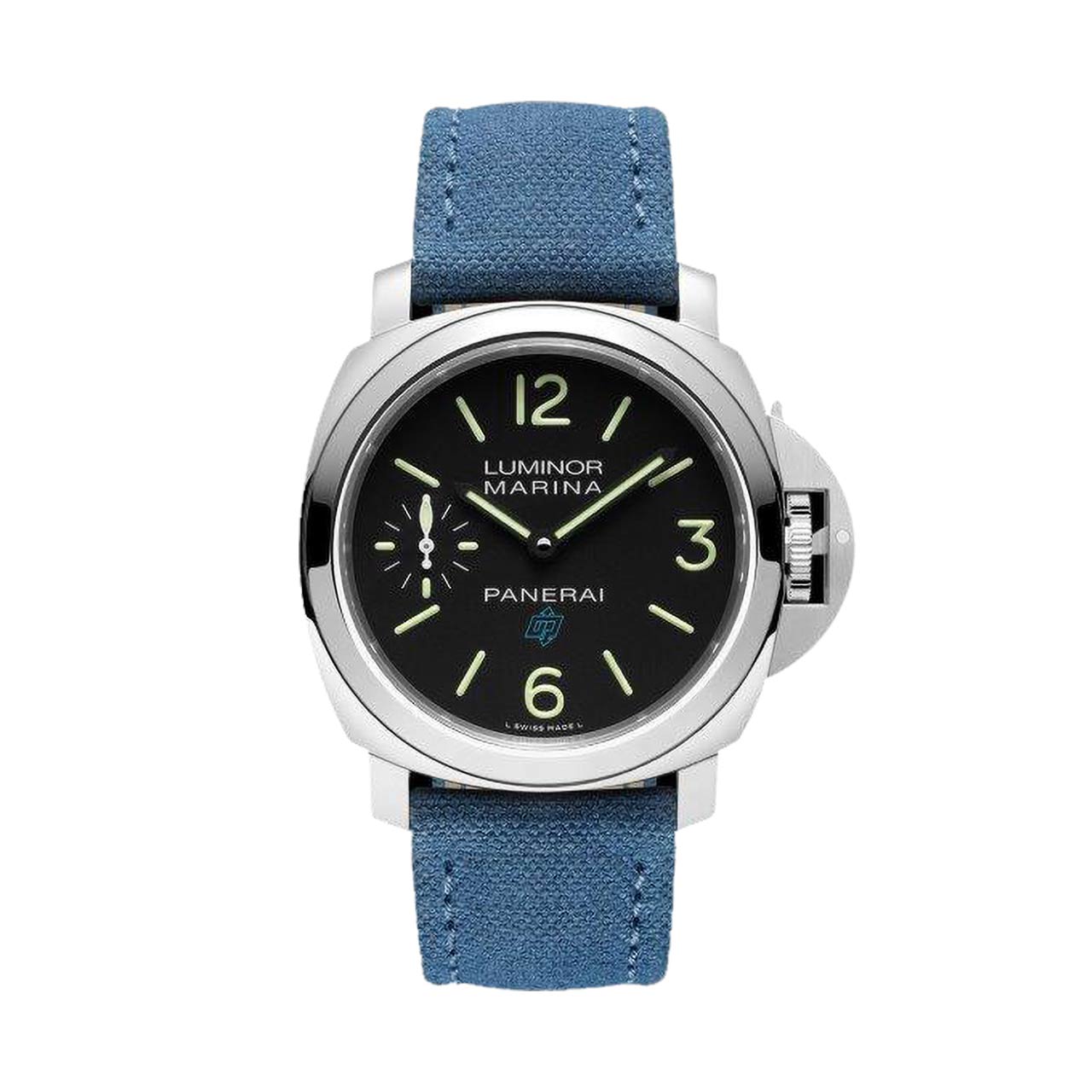 【OH・P済み】OFFICINE PANERAI オフィチーネ パネライ　ルミノール　ロゴ　PAM00777　手巻き　スモールセコンド　SS　キャンバスベルト　ブラック　ブルー　メンズ　腕時計松前R56号店