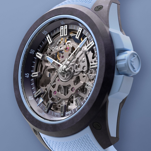 NORQAIN ワイルドワン スケルトン 39mm パープルアイスブルー NNQ3001QPIA1AS/P001