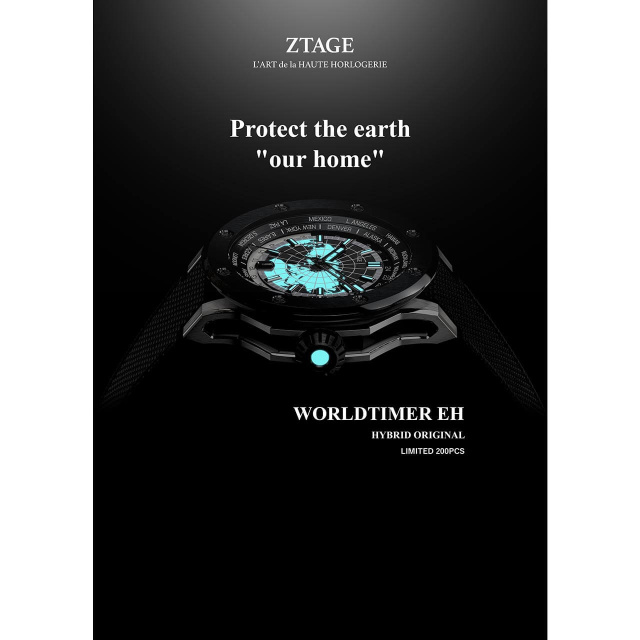 ZTAGE HYBRID ORIGINAL EARTH HOUR WORLDTIMER 22-0211