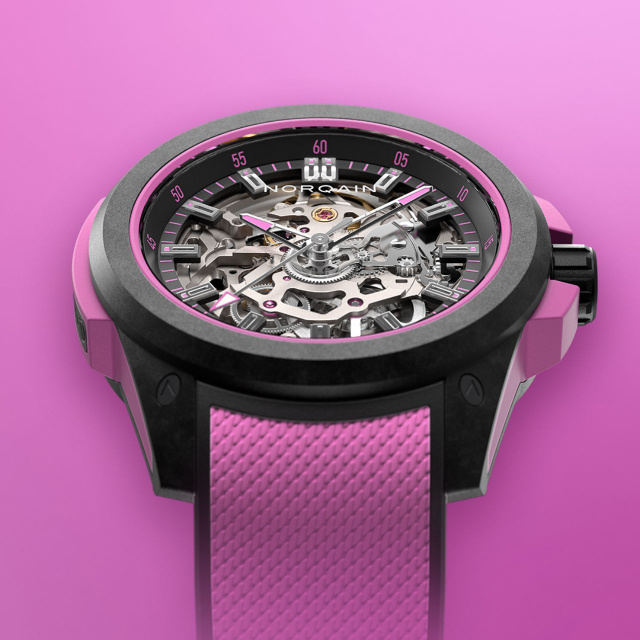 NORQAIN ワイルド ワン スケルトン 39mm ハイパーピンク NNQ3001QBPI1AS/B003