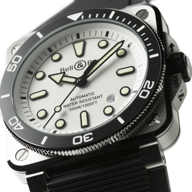 Bell & Ross BR 03 ダイバー ホワイト スチール BR03A-D-WH-ST/SRB