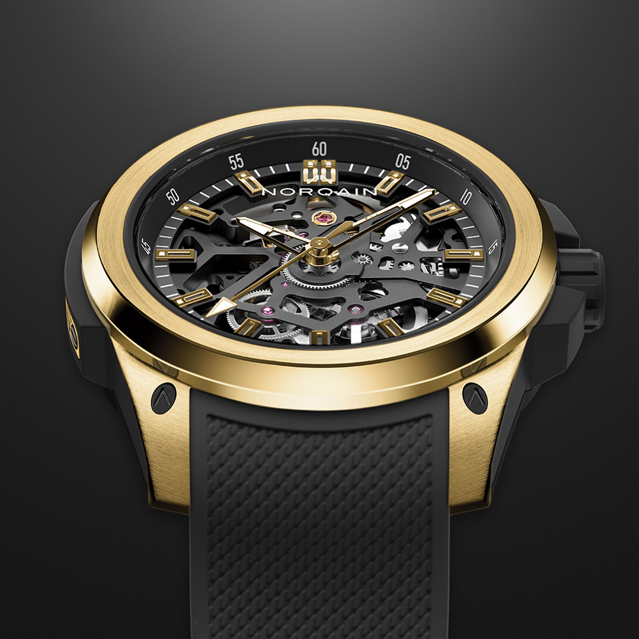 NORQAIN ワイルドワン スケルトン 39mm イエローゴールド リミテッド エディション N3001.07G06.B01