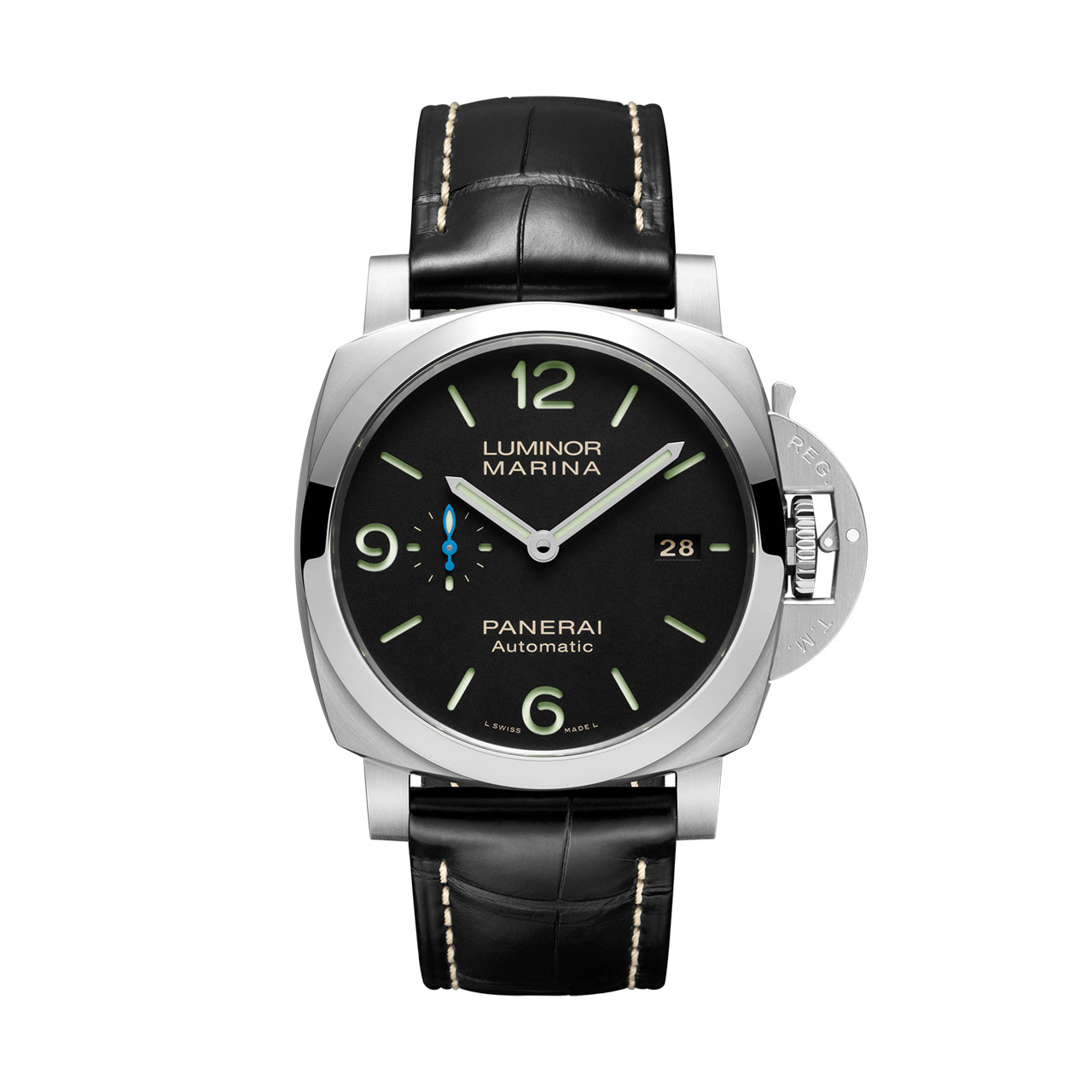 パネライ PANERAI PAM01313 ルミノール マリーナ 1950 3DAYS アッチャイオ デイト 自動巻き メンズ 美品 内箱・保証書付き_744407