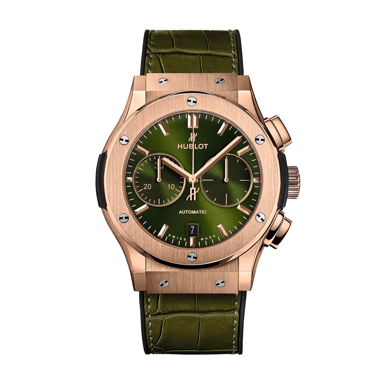 HUBLOT クラシック・フュージョン クロノグラフ キングゴールド グリーン 521.OX.8980.LR