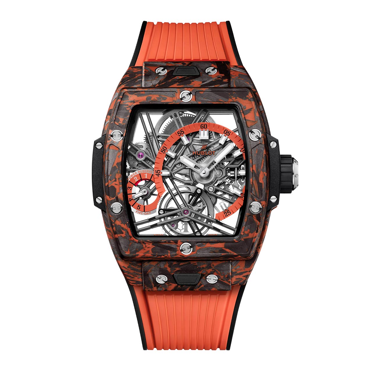 HUBLOT スピリット オブ ビッグ・バン トゥールビヨン 5デイ パワーリザーブ オレンジカーボン 645.QO.4710.RX