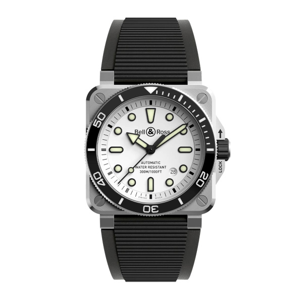 Bell & Ross BR 03 ダイバー ホワイト スチール BR03A-D-WH-ST/SRB