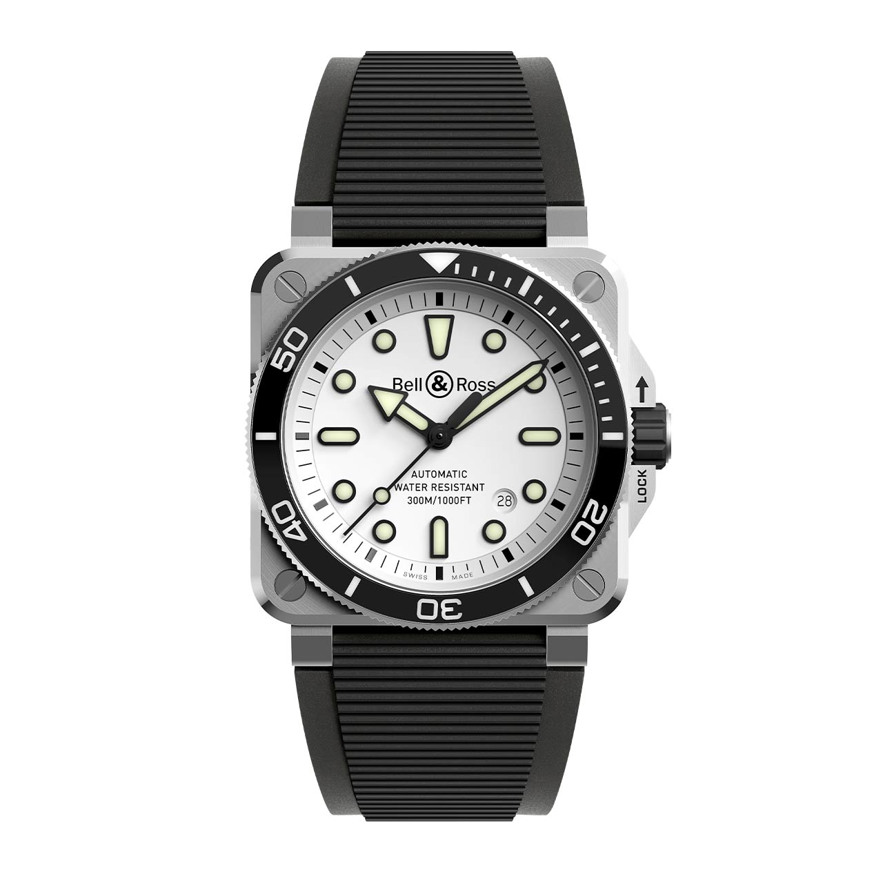 Bell & Ross BR 03 ダイバー ホワイト スチール BR03A-D-WH-ST/SRB