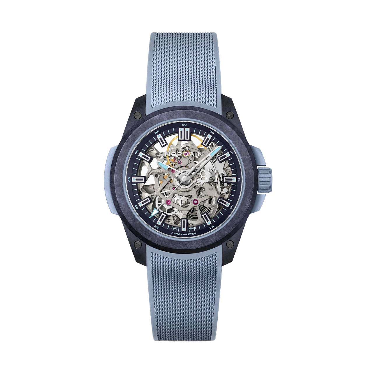 ワイルドワン スケルトン 39mm パープルアイスブルー BY NORQAIN ワイルドワン スケルトン 39mm パープルアイスブルー バイ ノルケイン