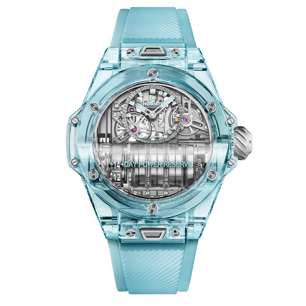 HUBLOT ビッグ・バン MP-11 14デイ パワーリザーブ ウォーターブルー サファイア 911.JL.0129.RX